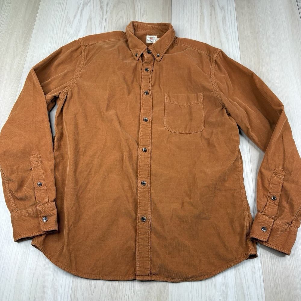 Faherty Brand Brown Cotton Corduroy Long Sleeve Button Up Shirt Men's L Large